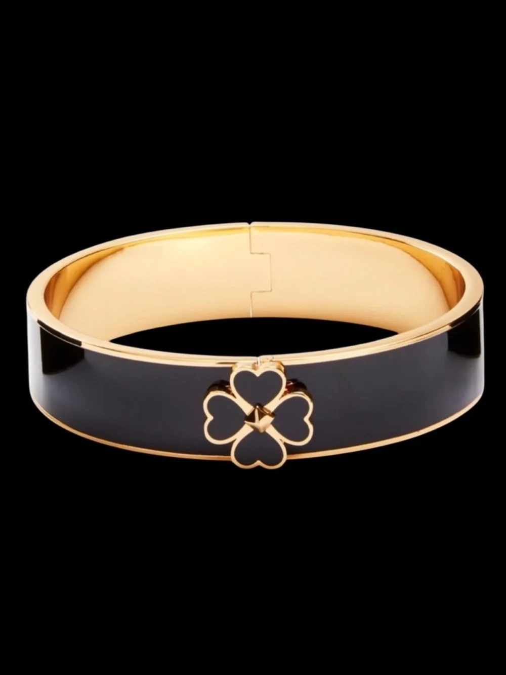 Kate Spade Everyday Spade Black Enamel Clover Bangle NWT